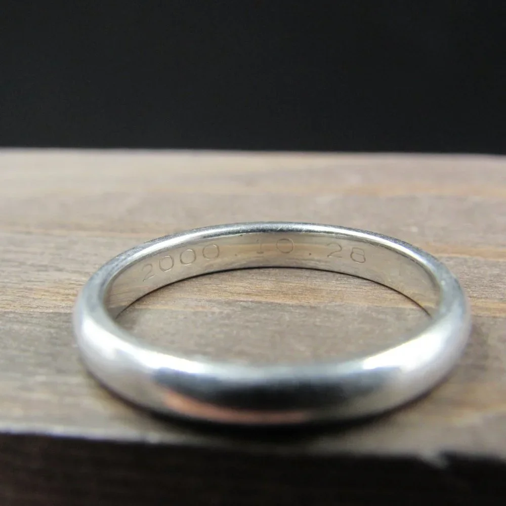 Size 7.25 950 Platinum Custom 3mm Tiffany & Co Plain Band Ring Vintage - Picture 4 of 8